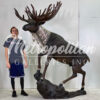 Bronze Large Moose on Rock Sculpture