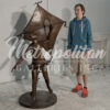 Bronze Little Girl Flying Kite Sculpture