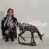 Bronze Fawn Grazing Sculpture