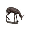 Bronze Fawn Grazing Sculpture