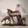 Bronze Doe & Two Fawn Sculpture