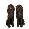 Bronze Six Foot Sitting Lions Sculpture Pair