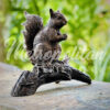 Bronze Squirrel on Log Table-top Sculpture
