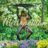 Bronze Frog Holding Lily Pad Fountain Sculpture