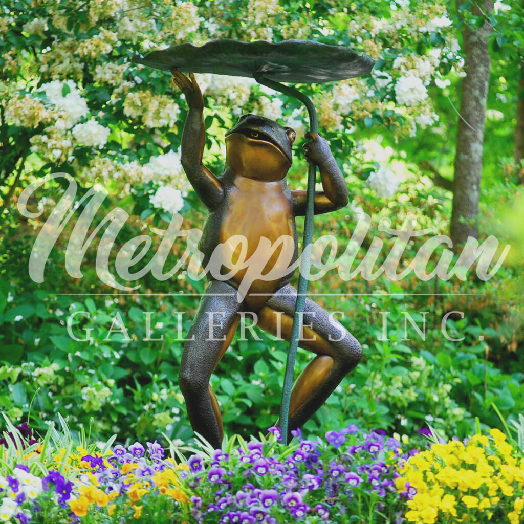 Bronze Boy on Frog Fountain Sculpture Florida Bronze Statues