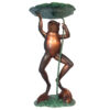 Bronze Frog Holding Lily Pad Fountain Sculpture