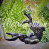 Bronze Tumbling Bunny Rabbit Sculpture