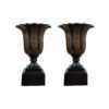 Bronze Tulip Shaped Planter Urn Pair