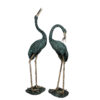 Bronze Crane Fountain Sculpture Set with Brass Highlights