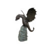 Bronze Dragon on Rock Fountain Sculpture
