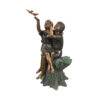 Bronze Children on Stump with Monarch Butterflies Sculpture