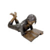 Bronze Lying Girl Reading Book Sculpture