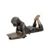 Bronze Lying Girl Reading Book Sculpture