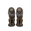 Bronze Small Sitting Lion Sculpture Pair