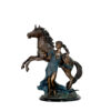Bronze 'Far & Away' Lady beside Horse Sculpture