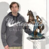 Bronze 'Far & Away' Lady beside Horse Sculpture