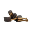 Bronze Lying Girl Reading Book Sculpture