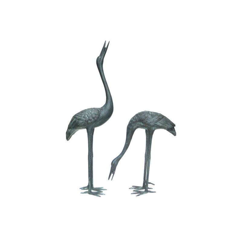 Bronze Standing Crane Fountain Sculpture Set Florida Bronze Statues
