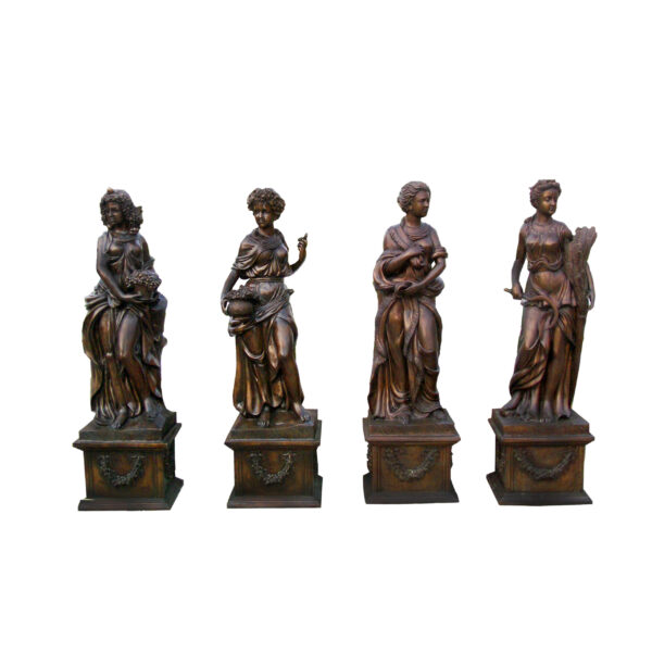 Bronze Lady Four Seasons atop Base Sculpture Set