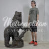 Bronze Standing Bear on Rock Sculpture