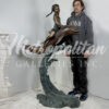 Bronze Girl Riding Dolphin Fountain Sculpture