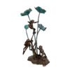 Bronze Frog Trio in Lilies Fountain Sculpture