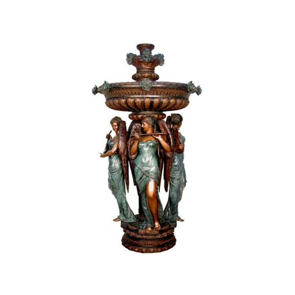 Bronze Four Angel Musicians Tier Fountain