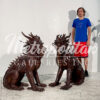 Bronze Foo Dragon Sculpture Pair
