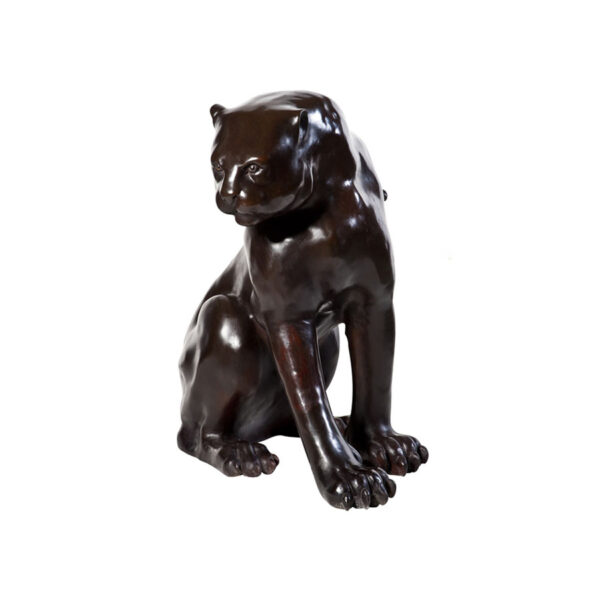 Bronze Sitting Leopard Sculpture