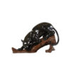 Bronze Panther on Log Sculpture